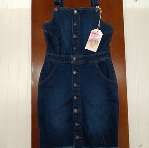Women's Size Small Blue Denim "Wax Jeans" Overall Skirt/Dress
